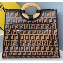 Fendi Leather Large Runaway Shopper Bag FF Logo Brown