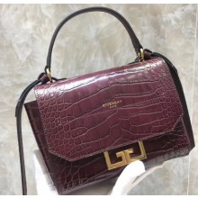 Givenchy Mini Eden Bag in Crocodile-effect Leather Burgundy 2019