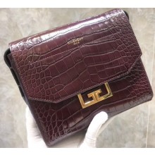 Givenchy Small Eden Messenger Bag in Crocodile-effect Leather Burgundy 2019
