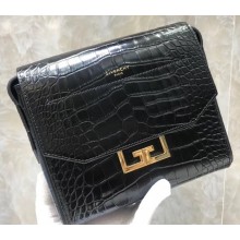 Givenchy Small Eden Messenger Bag in Crocodile-effect Leather Black 2019