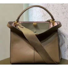 Fendi Leather Peekaboo X-Lite Medium Bag Brown