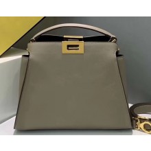 Fendi Leather Peekaboo Iconic Essentially Medium Bag Gray