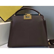 Fendi Leather Peekaboo Iconic Essentially Medium Bag Taupe