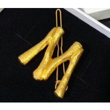 Celine Alphabet M Brass Twig-Shaped Hair Accessory