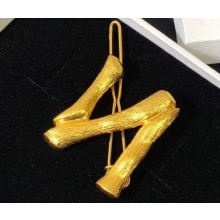 Celine Alphabet N Brass Twig-Shaped Hair Accessory