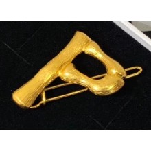 Celine Alphabet P Brass Twig-Shaped Hair Accessory