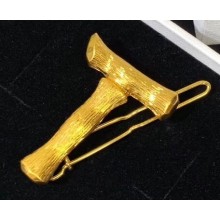 Celine Alphabet T Brass Twig-Shaped Hair Accessory