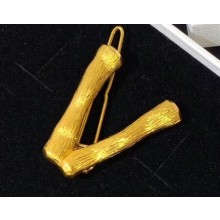 Celine Alphabet V Brass Twig-Shaped Hair Accessory