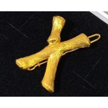 Celine Alphabet X Brass Twig-Shaped Hair Accessory