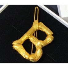 Celine Alphabet B Brass Twig-Shaped Hair Accessory