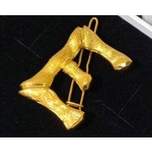 Celine Alphabet E Brass Twig-Shaped Hair Accessory