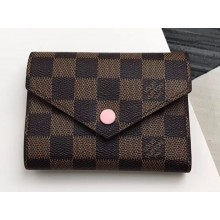 Louis Vuitton Victorine Wallet Damier Ebene Canvas N61700 Rose Ballerine