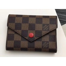 Louis Vuitton Victorine Wallet Damier Ebene Canvas N41659 Red