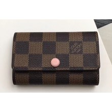 Louis Vuitton 6 Key Holder Damier Ebene Canvas N41624 Rose Ballerine