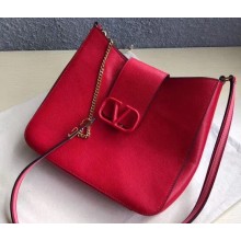 Valentino Grainy Calfskin VSLING Hobo Small Bag 0802 Red 2019