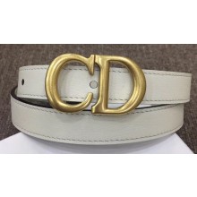 Dior Width 2cm Calfskin Saddle Belt White with CD Buckle