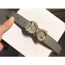 Dolce & Gabbana Width 3cm Belt Gray with Baroque DG Logo