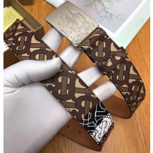 Burberry Width 3.5cm Monogram Stripe E-canvas and Leather Belt BUR26