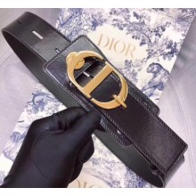 Dior Width 4.5cm 30 Montaigne Calfskin Belt Black/Gold