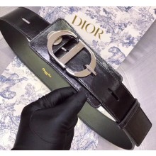 Dior Width 4.5cm 30 Montaigne Calfskin Belt Black/Silver