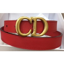 Dior Width 2cm Calfskin Saddle Belt Red with CD Buckle