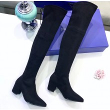 Stuart Weitzman Heel 6.5cm Thighland Pointed Toe Over-the-knee Boots Black