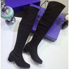 Stuart Weitzman Heel 4.5cm Midland Almond Toe Over-the-knee Boots Black
