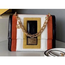 Fendi Geometric Glossy Vintage Suede and Leather Kan U Medium Bag Multicolor White 2019