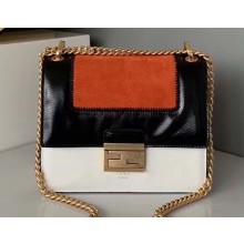 Fendi Geometric Glossy Vintage Suede and Leather Kan U Mini Bag Red/Black/White 2019