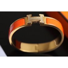 Hermes Crystal Clic H Narrow Bracelet Yellow Gold H14