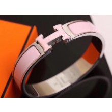 Hermes Clic H Narrow Bracelet Pink/White Gold