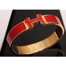 Hermes Clic H Narrow Bracelet Red/Yellow Gold