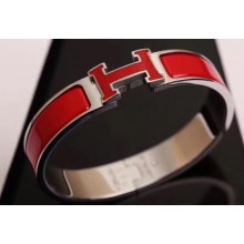 Hermes Clic H Narrow Bracelet Red/White Gold