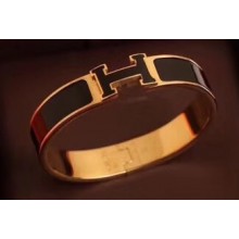 Hermes Clic H Narrow Bracelet Black/Yellow Gold