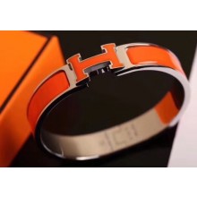 Hermes Clic H Narrow Bracelet Orange/White Gold
