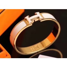 Hermes Clic H Narrow Bracelet White/Yellow Gold