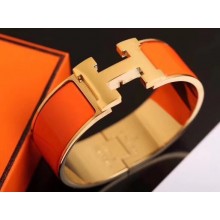 Hermes Clic Clac H Wide Bracelet Orange/Yellow Gold