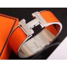 Hermes Clic Clac H Wide Bracelet Orange/White Gold