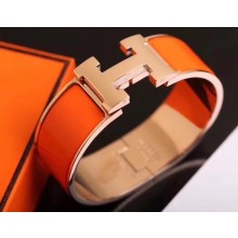 Hermes Clic Clac H Wide Bracelet Orange/Pink Gold
