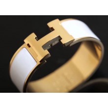 Hermes Clic Clac H Wide Bracelet White/Yellow Gold