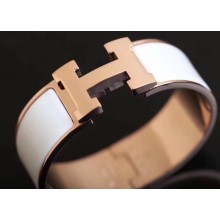 Hermes Clic Clac H Wide Bracelet White/Pink Gold