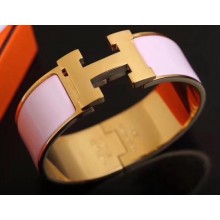 Hermes Clic Clac H Wide Bracelet Pink/Yellow Gold