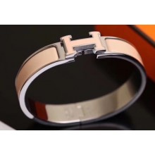 Hermes Clic H Narrow Bracelet Nude/White Gold