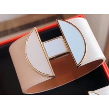 Hermes 2002 Manchette Wide Bracelet Creamy
