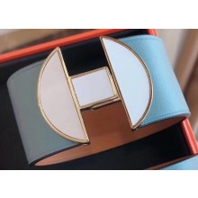 Hermes 2002 Manchette Wide Bracelet Blue