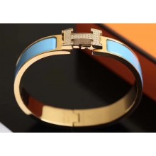 Hermes Crystal Clic H Narrow Bracelet Yellow Gold H01