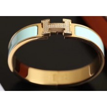 Hermes Crystal Clic H Narrow Bracelet Yellow Gold H02