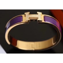 Hermes Crystal Clic H Narrow Bracelet Yellow Gold H03