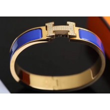 Hermes Crystal Clic H Narrow Bracelet Yellow Gold H04