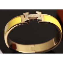 Hermes Crystal Clic H Narrow Bracelet Yellow Gold H07